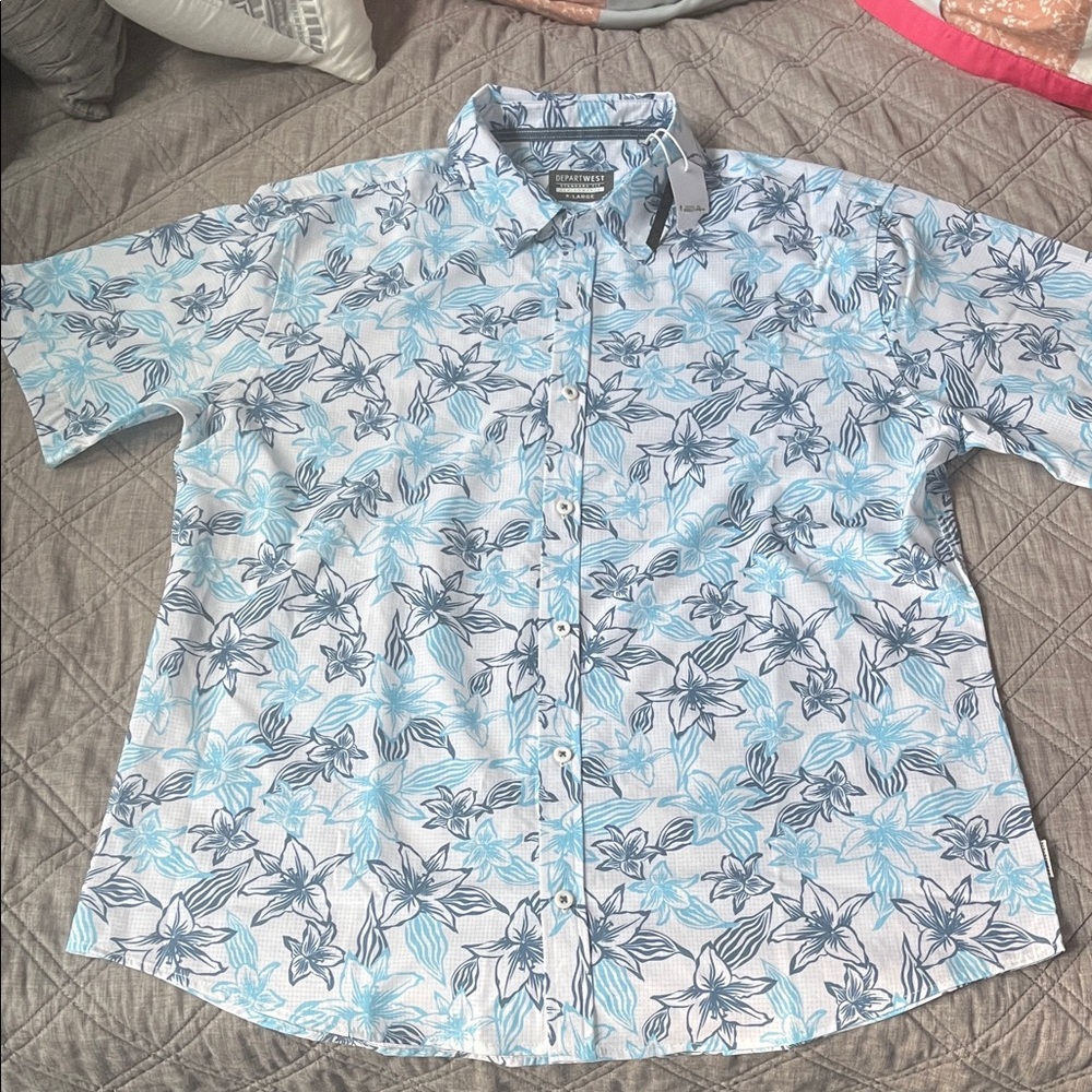 DepartWest Blue and White Floral Shirt